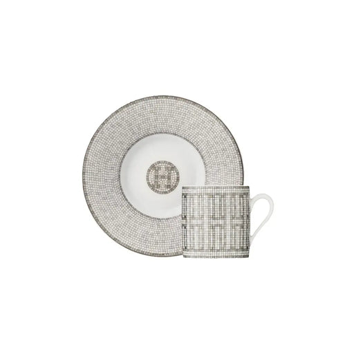 Coffee Cup & Saucer "Mosaique au 24 Platinum" - Hermes Hermes