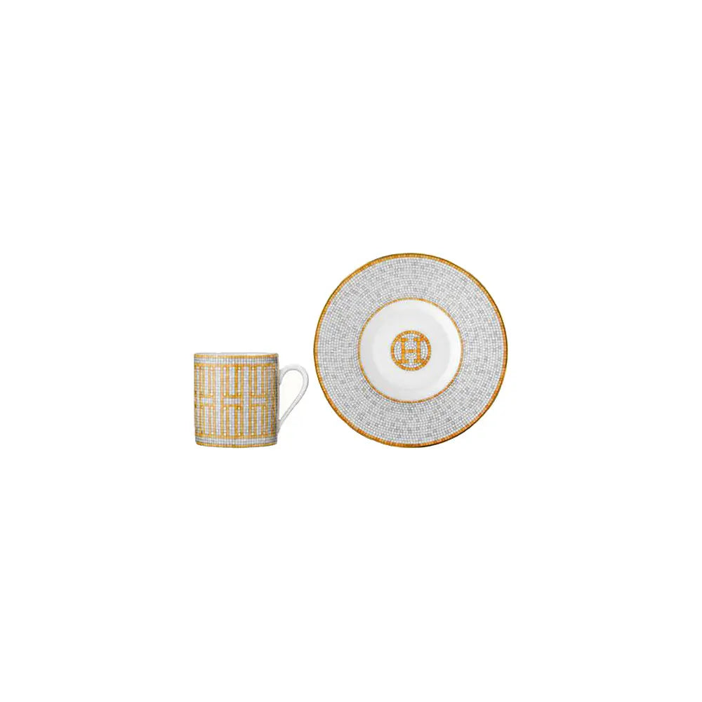 Coffee Cup and Saucer "Mosaique au 24 Gold" - Hermes Hermes