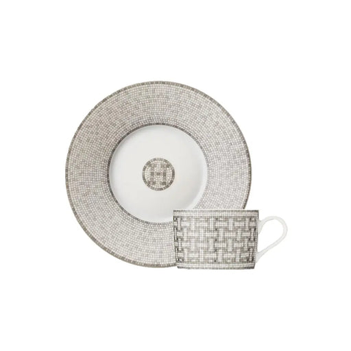Tea Cup & Saucer "Mosaique au 24 Platinum" - Hermes Hermes