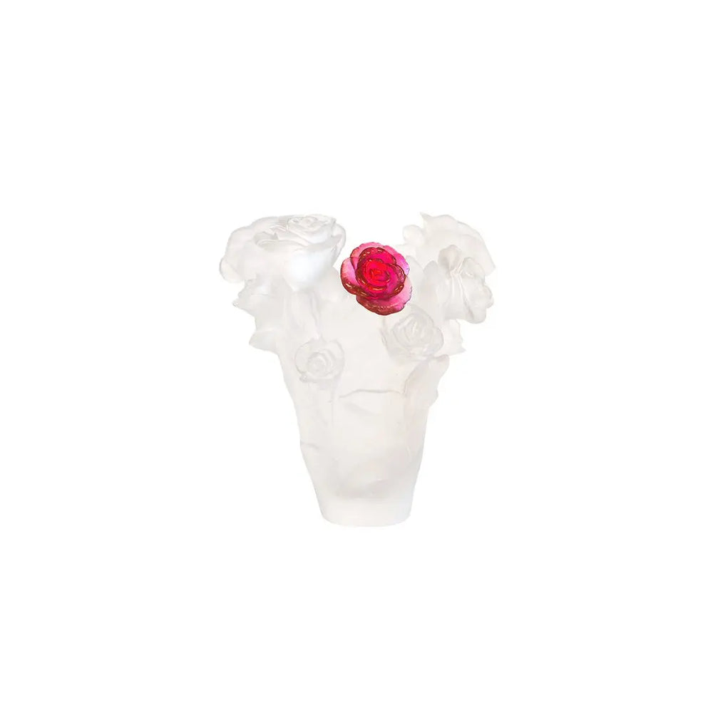 Vase White & Red Flower "Rose Passion" - Daum Daum